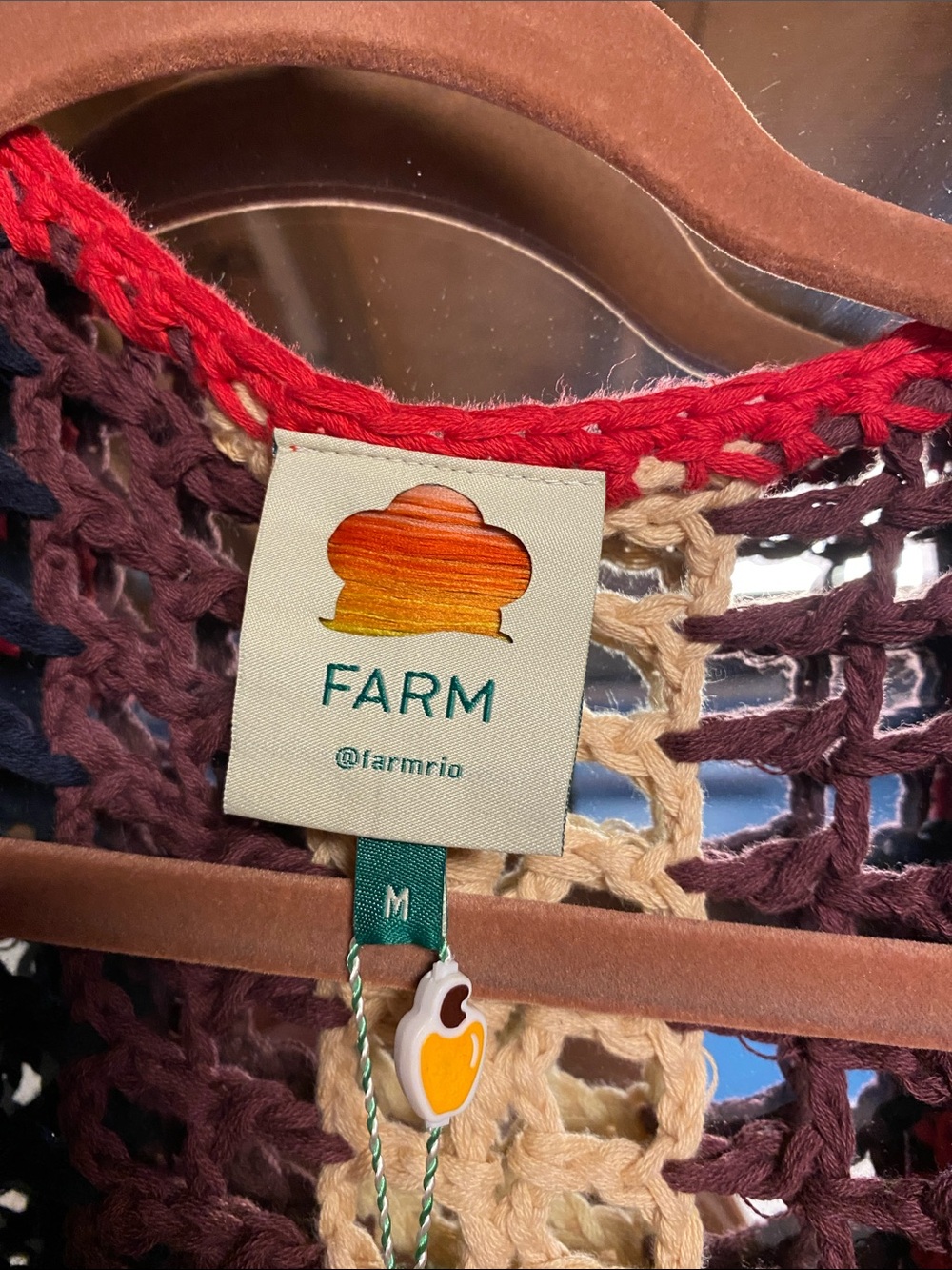 Farm Rio Multicolor Crochet Open Cardigan - Vibrant Stripes - Picture 2 of 5